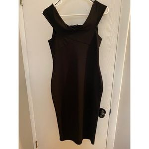 NWT Missguided Crepe Bardot Midi Dress Black